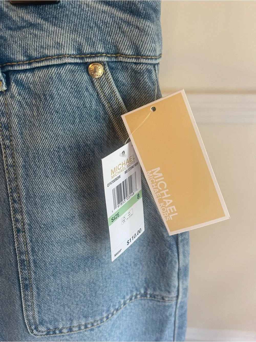 Michael Kors Jean Skirt Gold Button-Front Denim Skirt